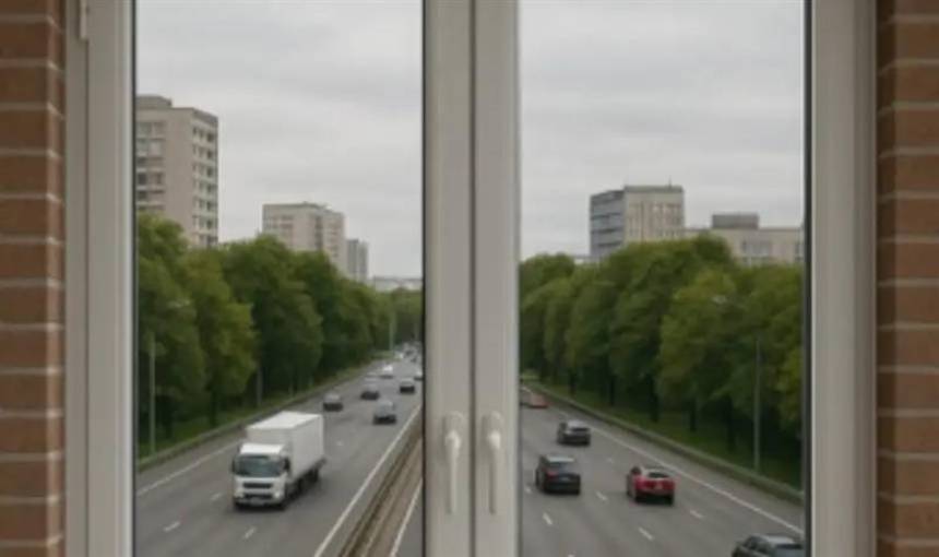 Soundproof window blocking outside traffic noise