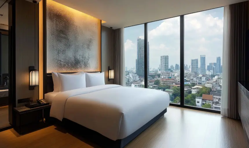 Standard bedroom window in modern interior