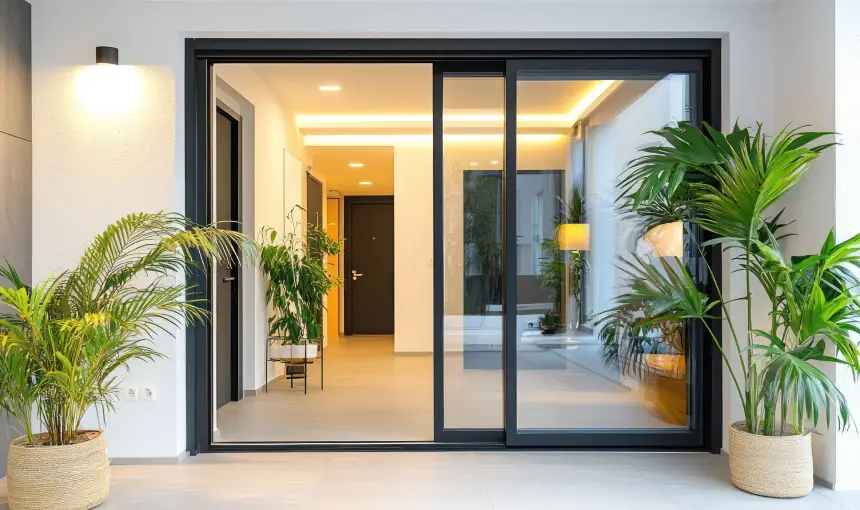 Space-saving minimalist sliding door