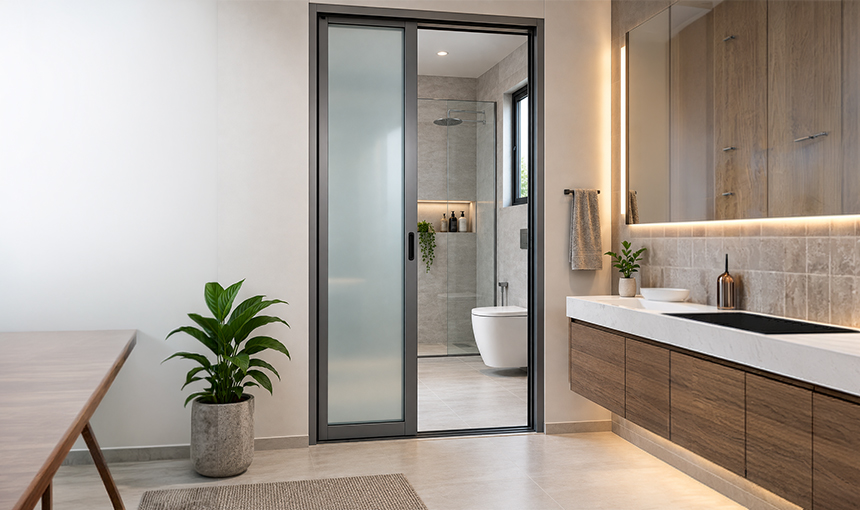 7 Bathroom Sliding Door Designs to Maximise Space & Style