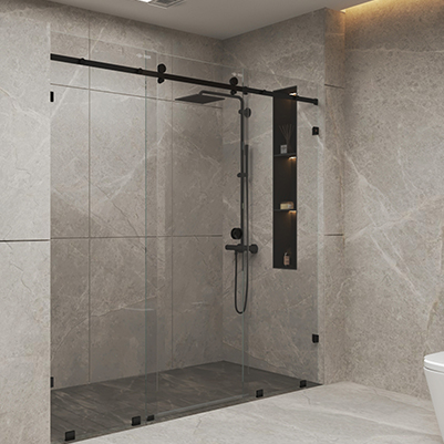 2 Fixed Glass + 1 Sliding Door (Right/Left Sliding)