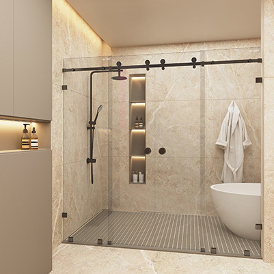 2 Fixed Glass + 2 Sliding Doors