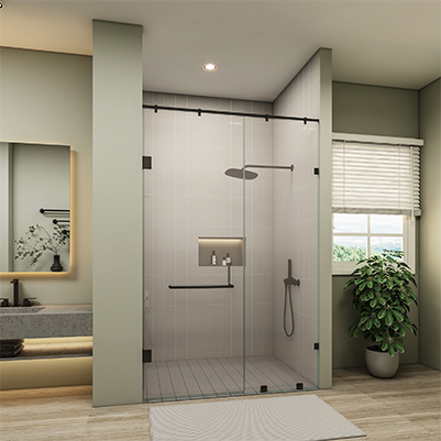 1 Right / Left Door + 1 Fixed Glass (Wall To Glass Hinge)