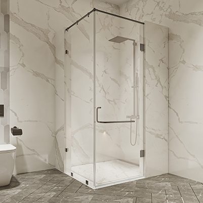 1 Left Door+ 1 Fixed Glass (With 90° Glass To Glass Hinge) L Shape