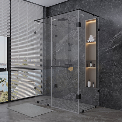 1 Right / Left Door+ 3 Fixed Glass (With 90° Glass To Glass Hinge) C Shape